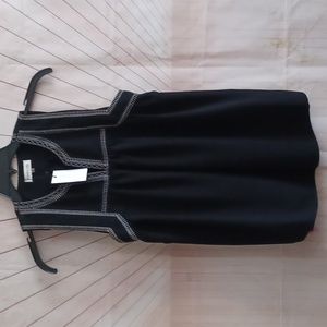 Sugar Lips Black V Neck Embroidery Trim Blouse Top